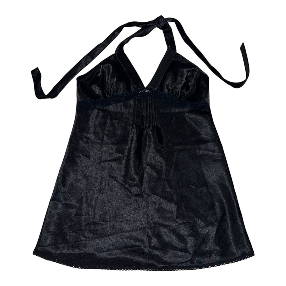 bongo Black satiny halter top.